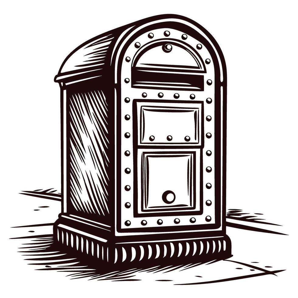 Vintage mailbox with decorative details and wooden texture vector