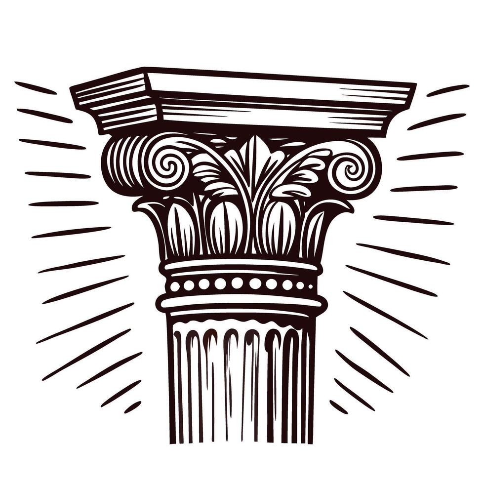 Detailed corinthian column capital with intricate design elements highlighting classic architecture vector