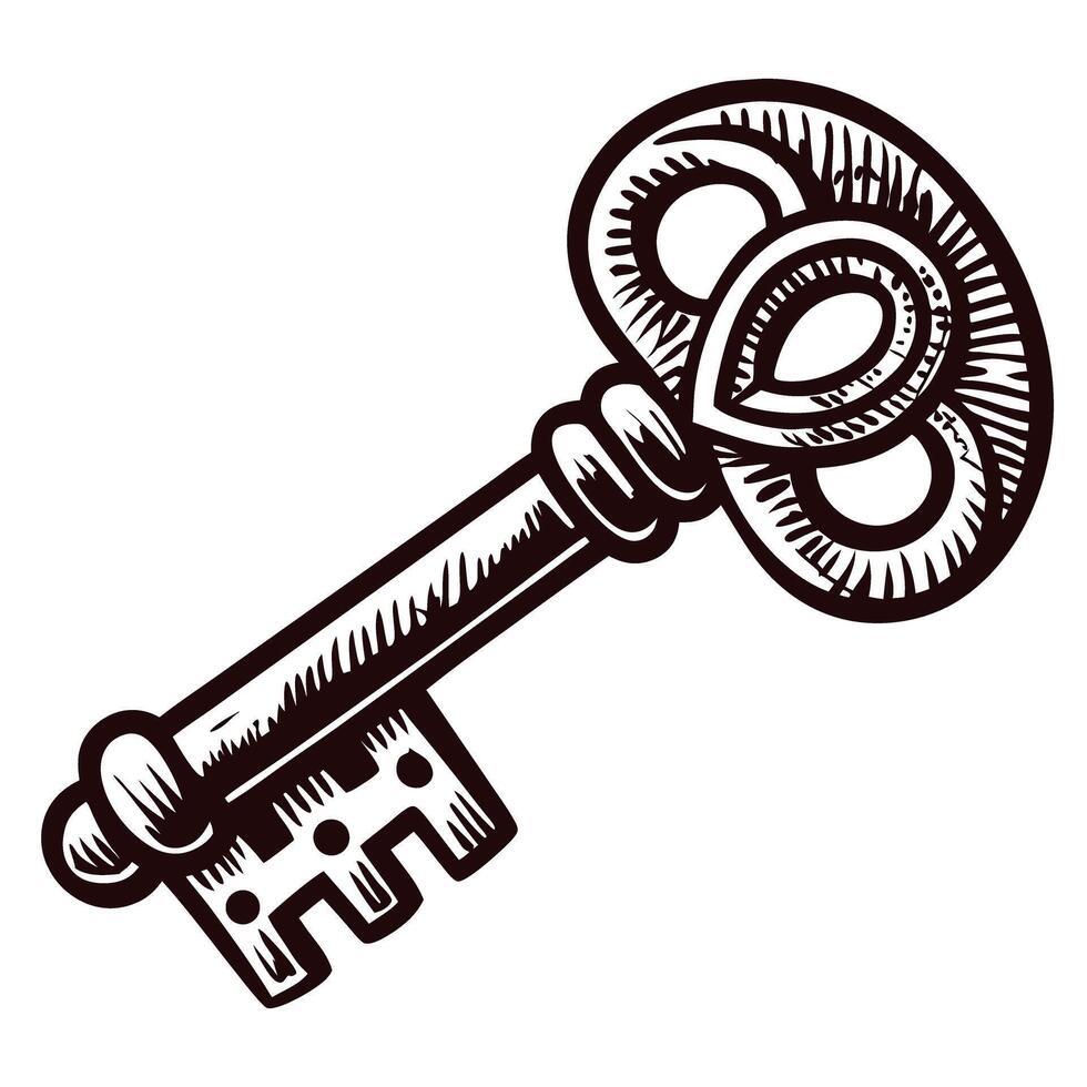 Vintage skeleton key with ornate design and intricate details vector