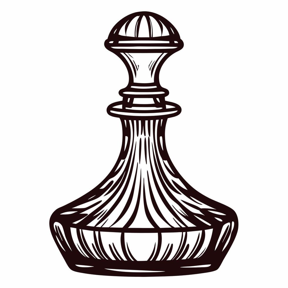 Elegant crystal decanter with ornate design and stopper in vintage vector