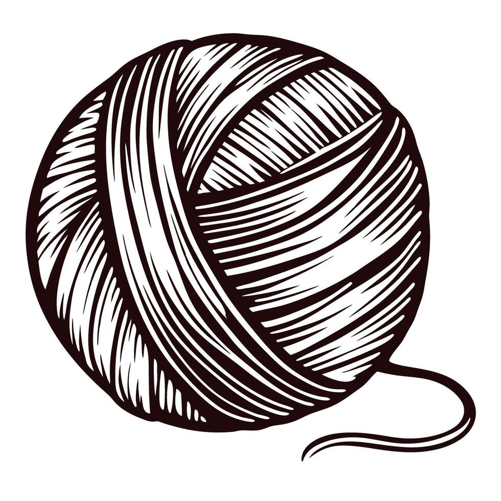Detailed of a ball of yarn with unraveling thread vector