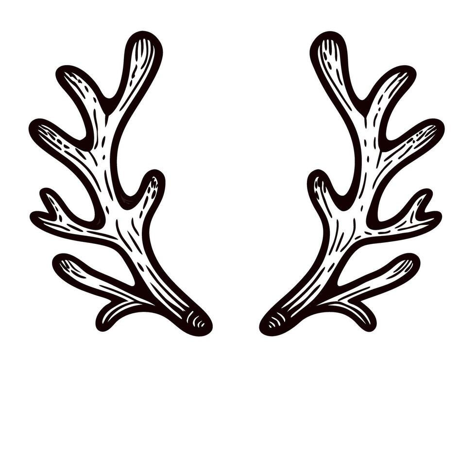 Hand drawn black antlers on a white background vector