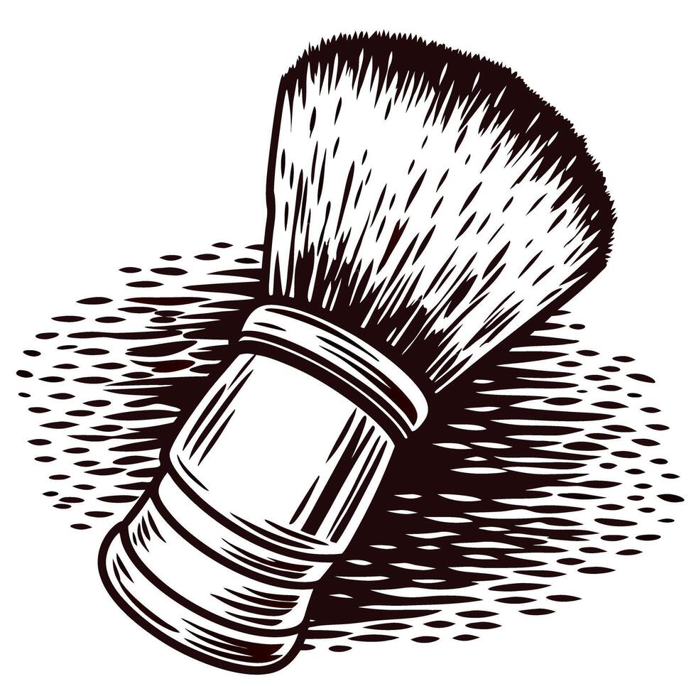 Vintage wooden shaving brush with natural bristles on textured surface vector