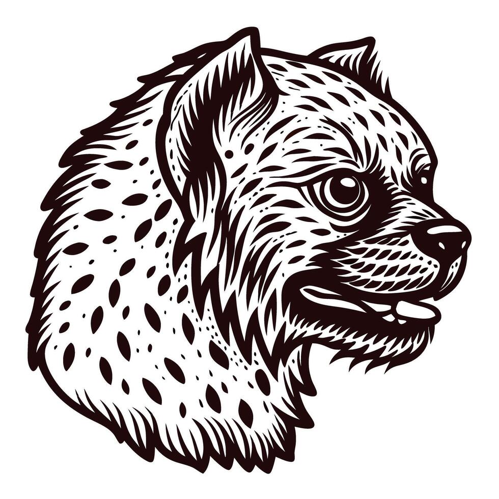 Detailed black and white of a hyena with intricate patterns vector