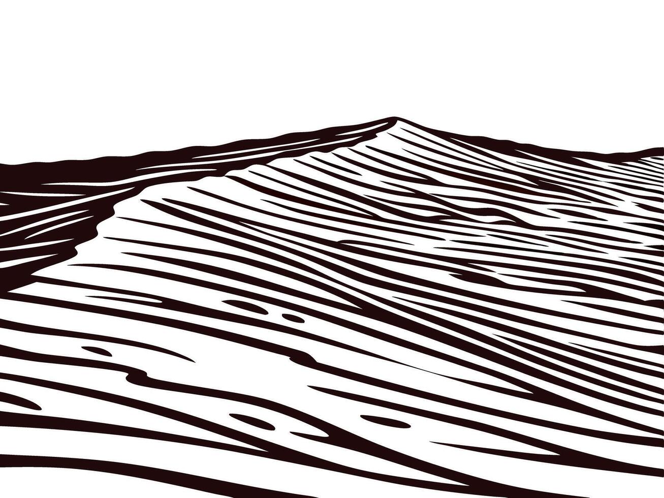 Abstract black and white of rolling waves on a hillscape vector