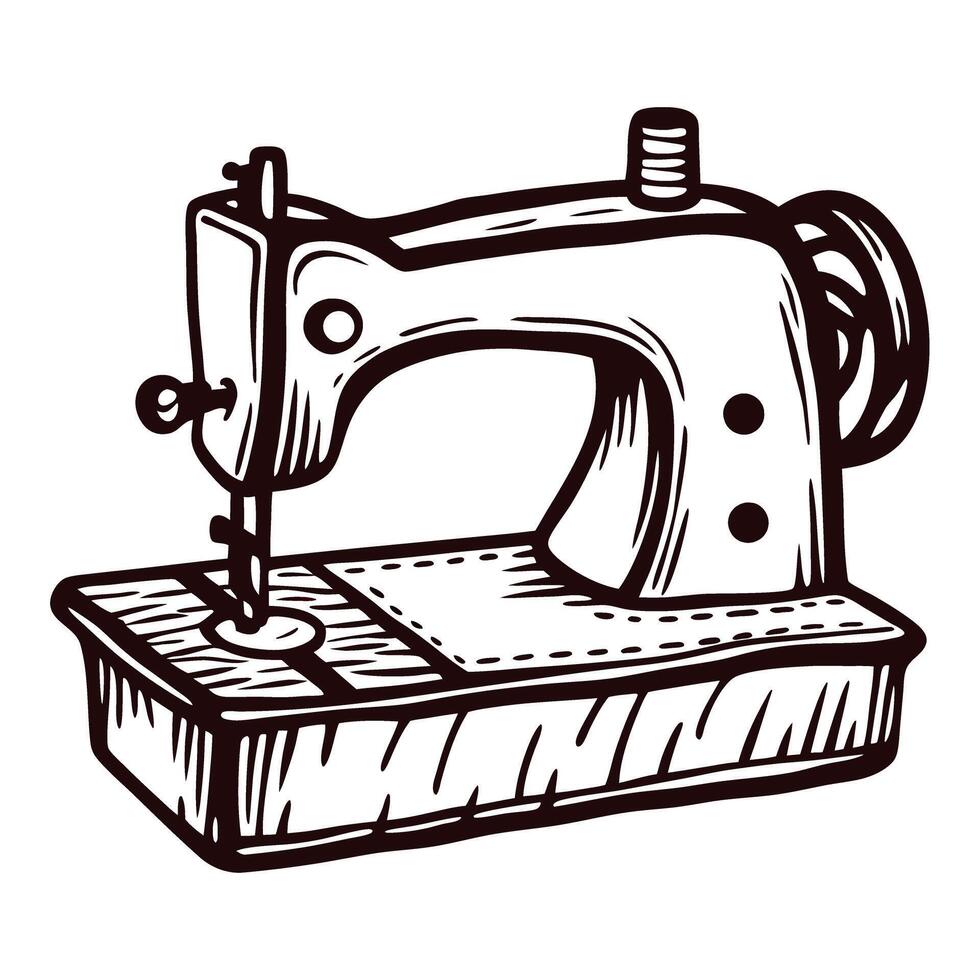 Vintage sewing machine with detailed stitching and classic design elements vector