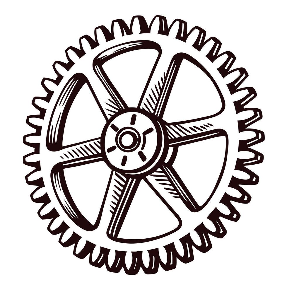 Intricate gear mechanism design with detailed cogwheel vector