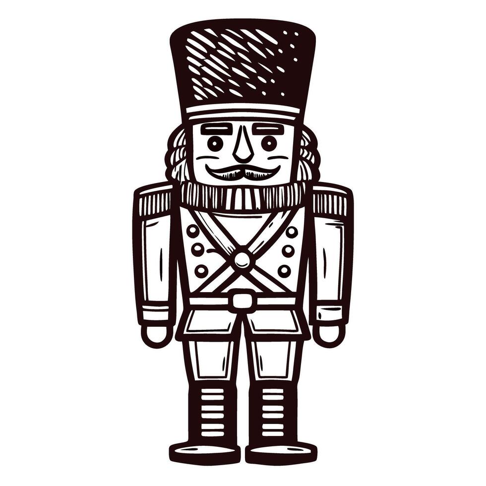 Vintage nutcracker with detailed uniform and tall hat vector