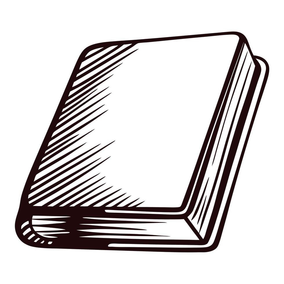 Vintage hand drawn sketch of a closed hardcover book with hatching details vector