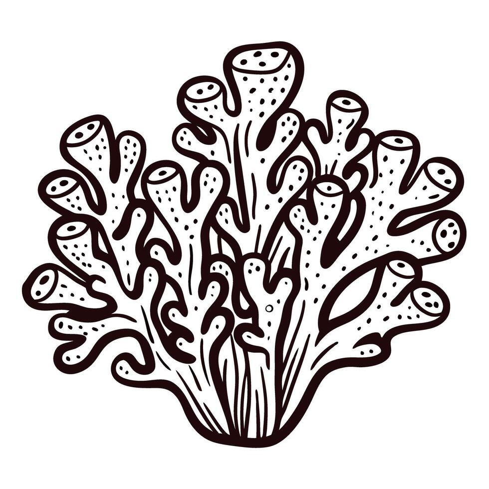 Black and white of coral reef structure with organic, textured patterns vector