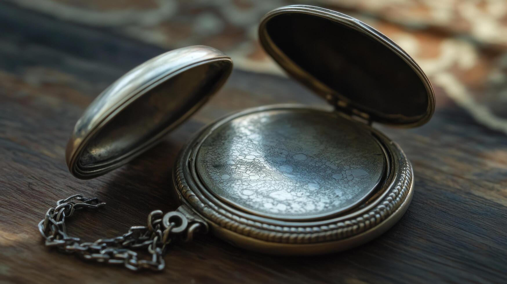 Antique silver locket, open photo
