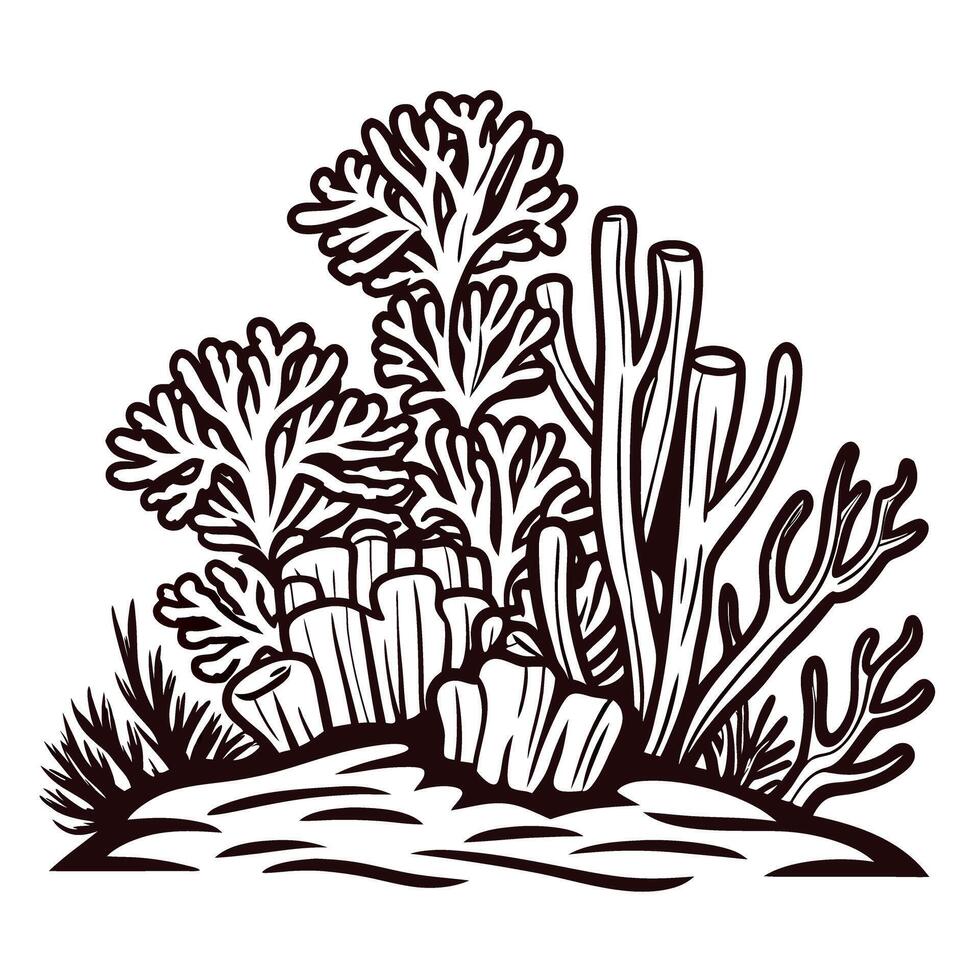 Marine coral reef featuring diverse aquatic flora and fauna vector