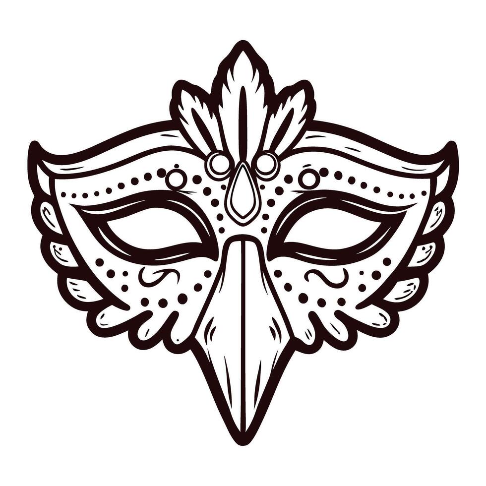 Ornate carnival mask design with feather details and intricate patterns vector