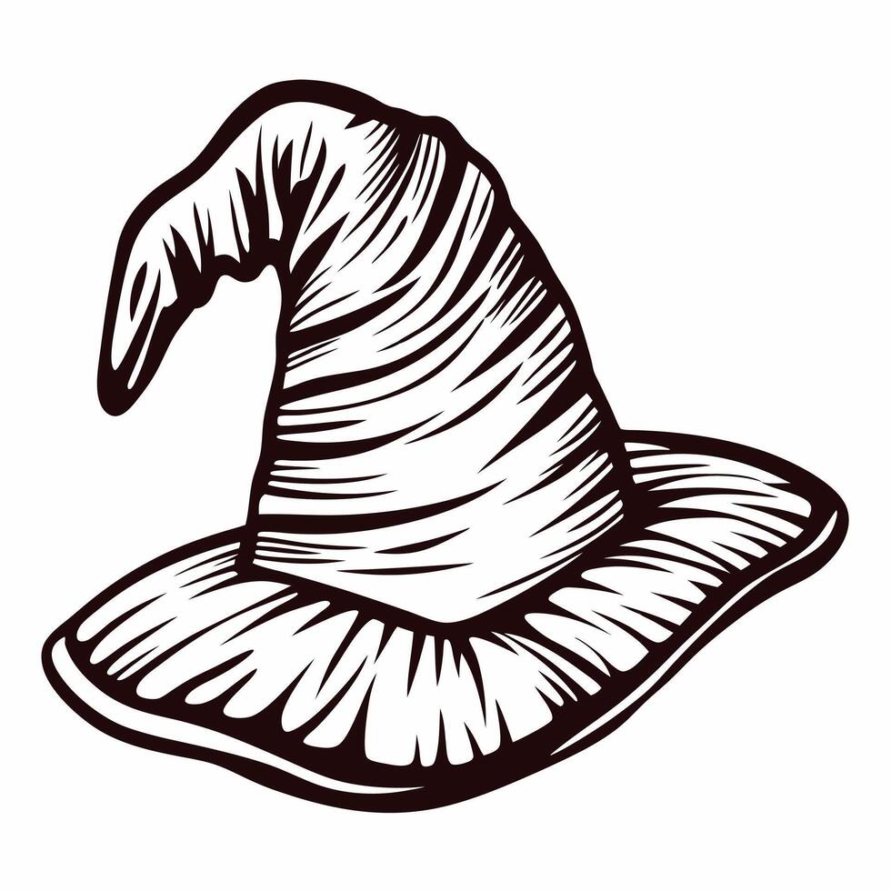 Traditional witch hat with bold and curved design unveils magical aura vector