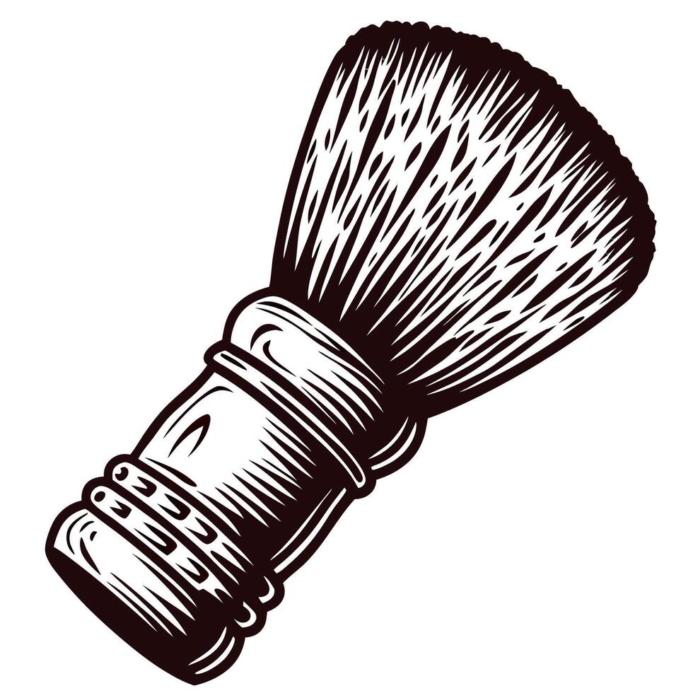 Vintage shaving brush with detailed bristles and handle design vector