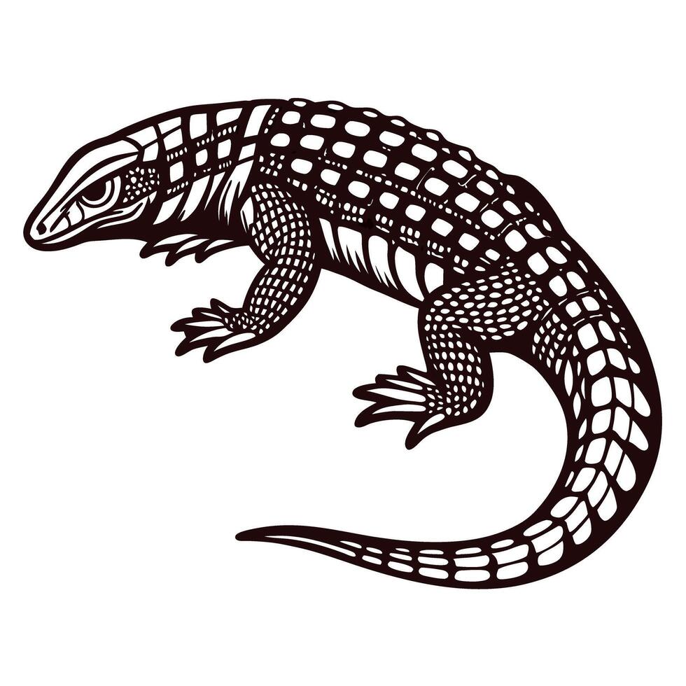 Detailed black and white of a lizard with intricate patterns and realistic features vector