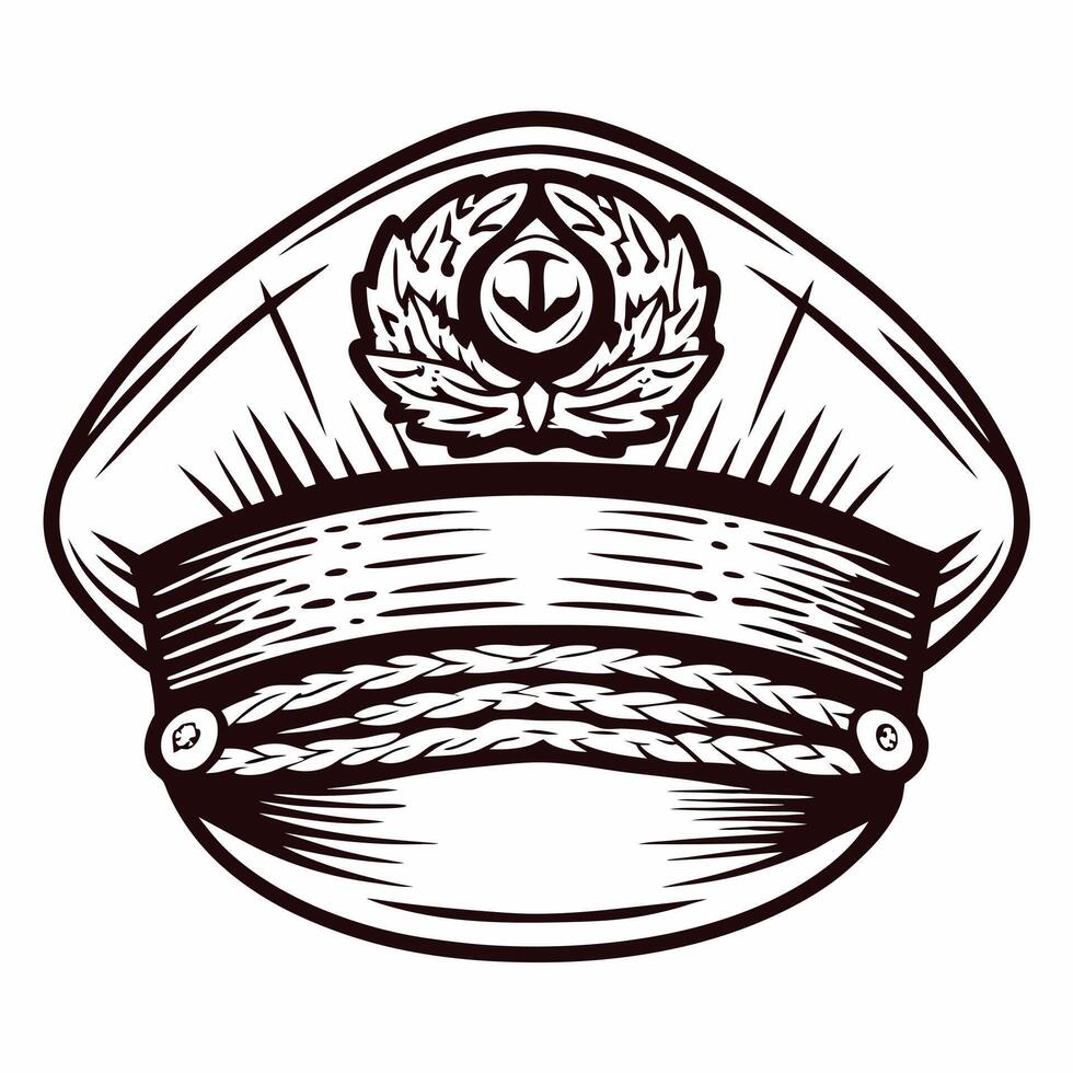 Vintage pilot cap with ornate badge design vector