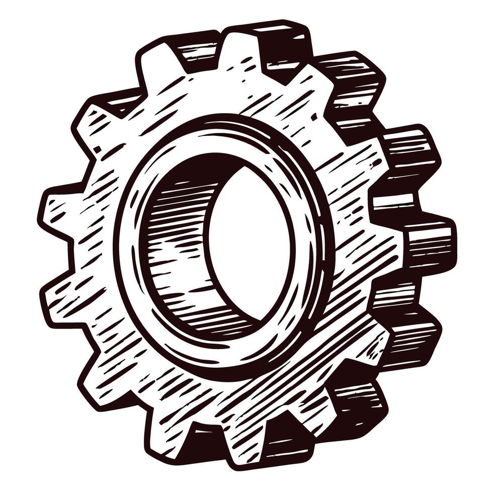 Detailed of a mechanical gear with intricate design elements vector