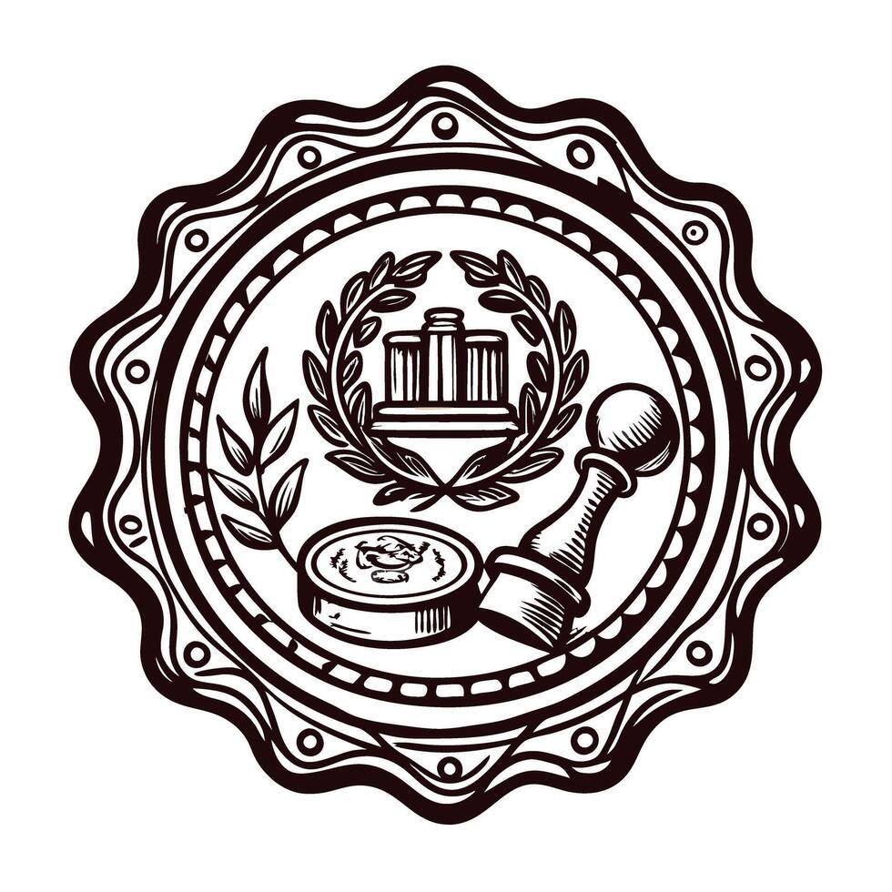 Vintage seal design with wax stamp and laurel wreath emblem vector