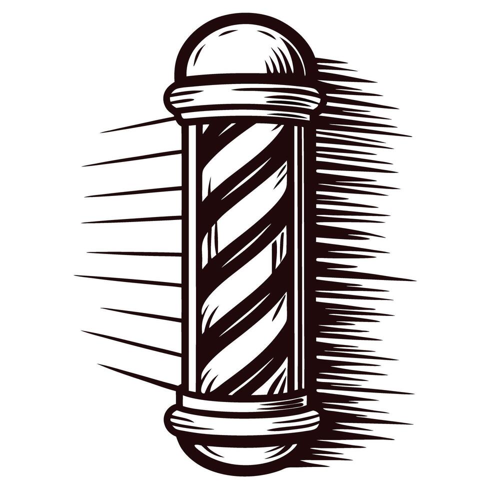 Classic barber pole with rotating stripes design on white background vector