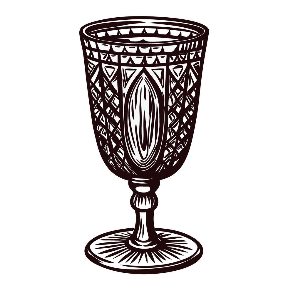 Intricately designed vintage goblet with ornate patterns and elegant detailing vector