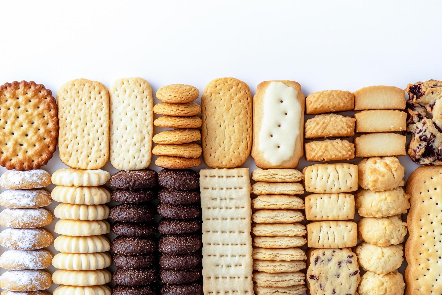 Assorted Delicious Cookies and Crackers photo
