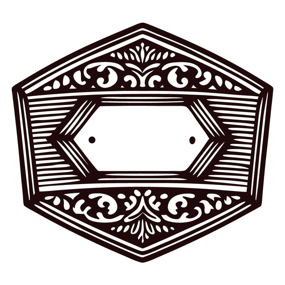 Ornate black and white design emblem with intricate patterns and borders vector
