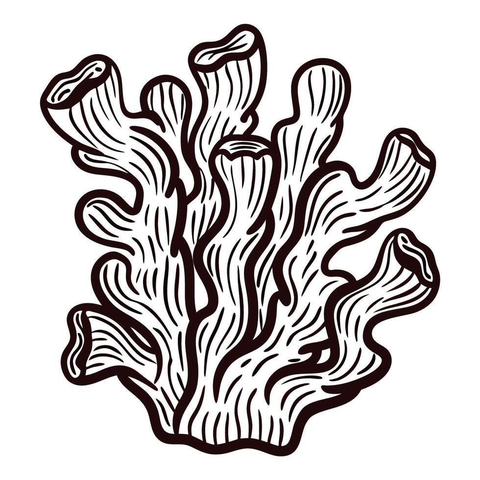 Detailed black and white of coral reef structure vector