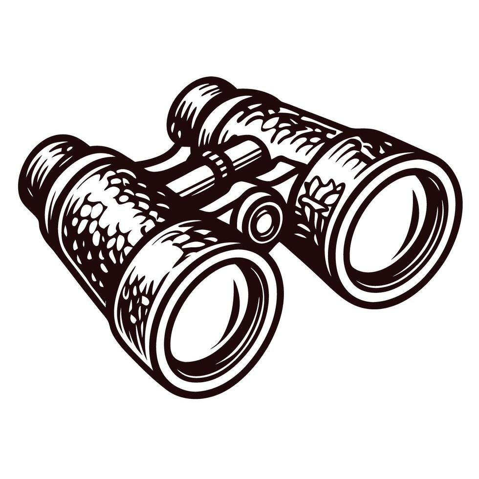 Vintage binoculars sketch with detailed design and ornate patterns vector