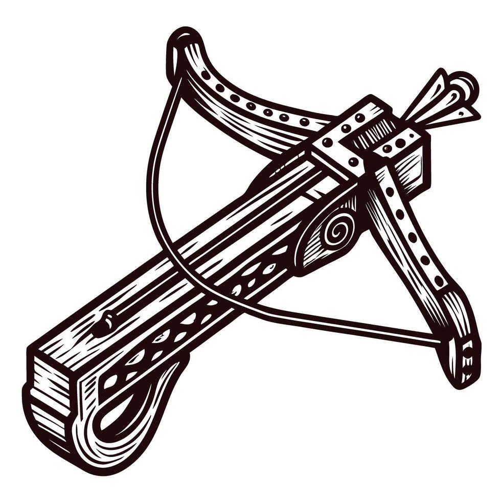 Vintage crossbow sketch with intricate details and classic design vector