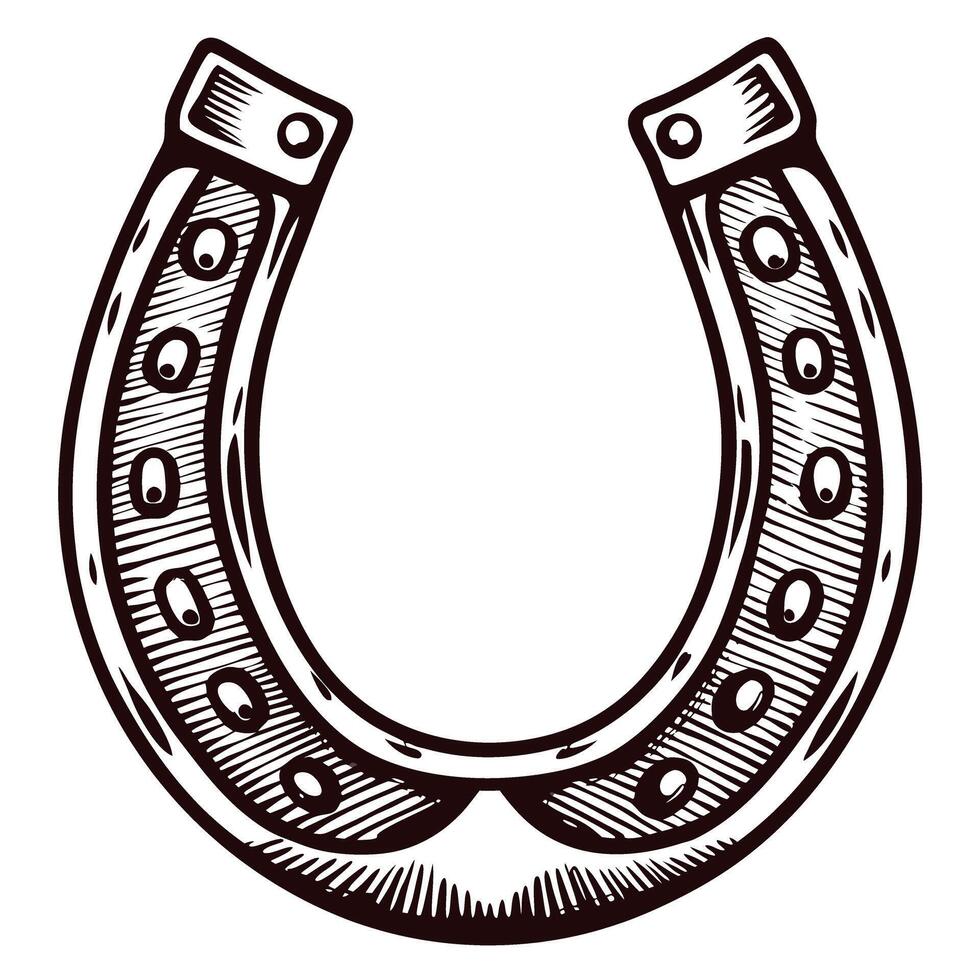 Vintage horseshoe with detailed engravings symbolizing luck and strength vector