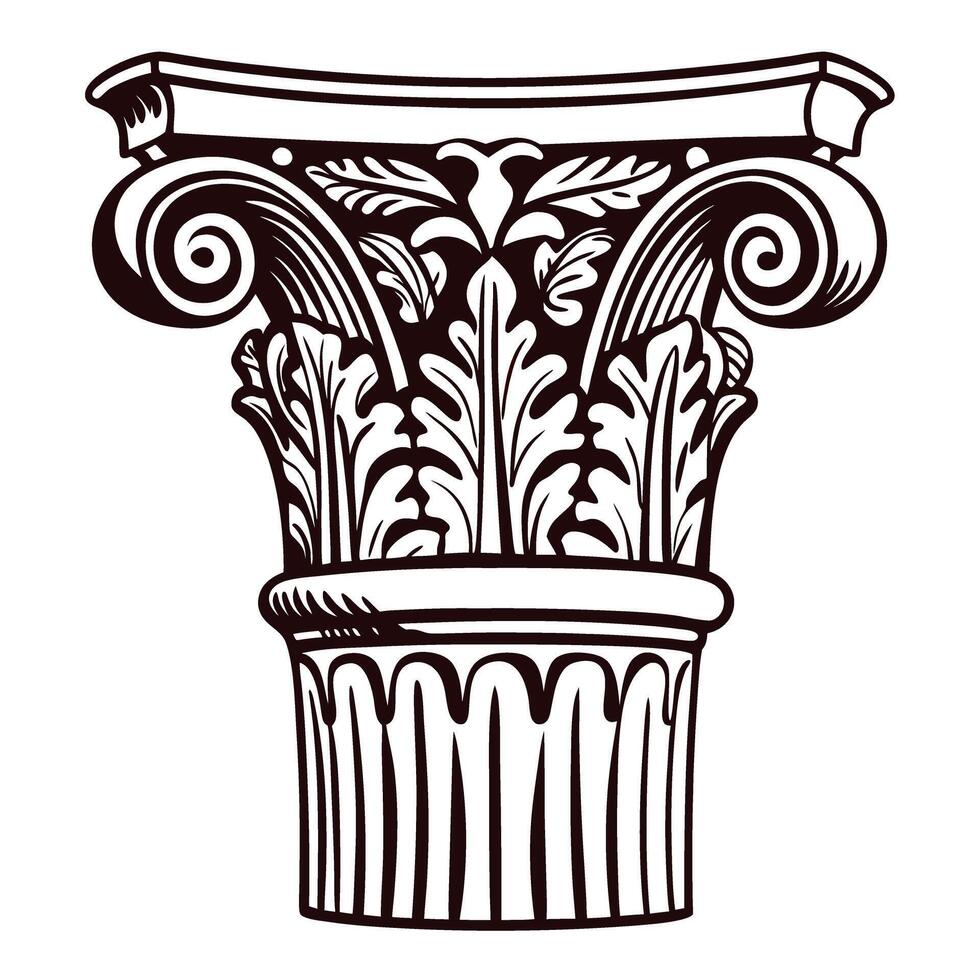 Intricate corinthian column capital design with ornate acanthus leaves vector