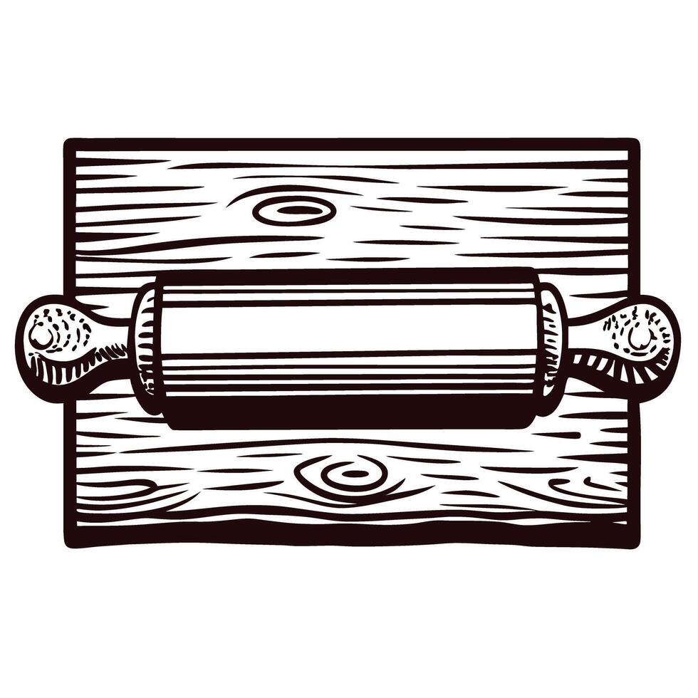 Vintage rolling pin and wooden board for baking enthusiasts vector