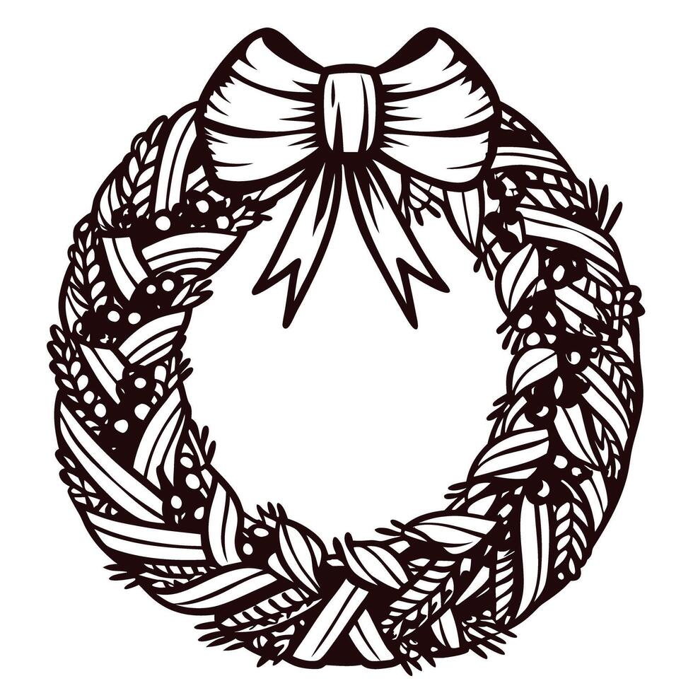 Festive wreath with bow and berries for holiday celebrations vector