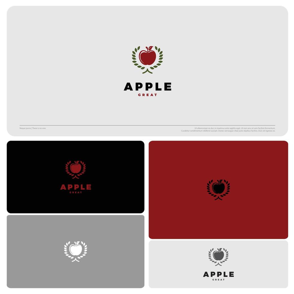 apple and leaf wreath logo icon illustration vector