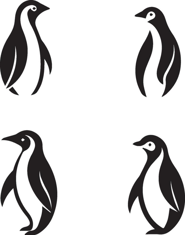 Illustration of a set of penguins vector