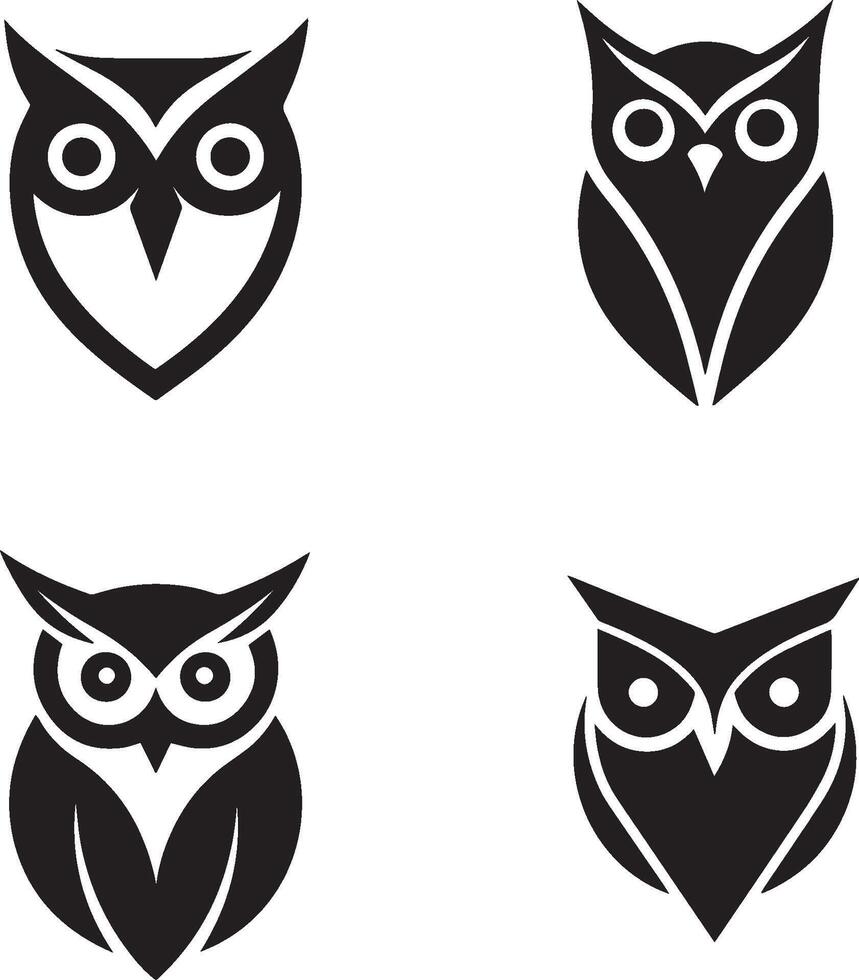 Set of owl face vector