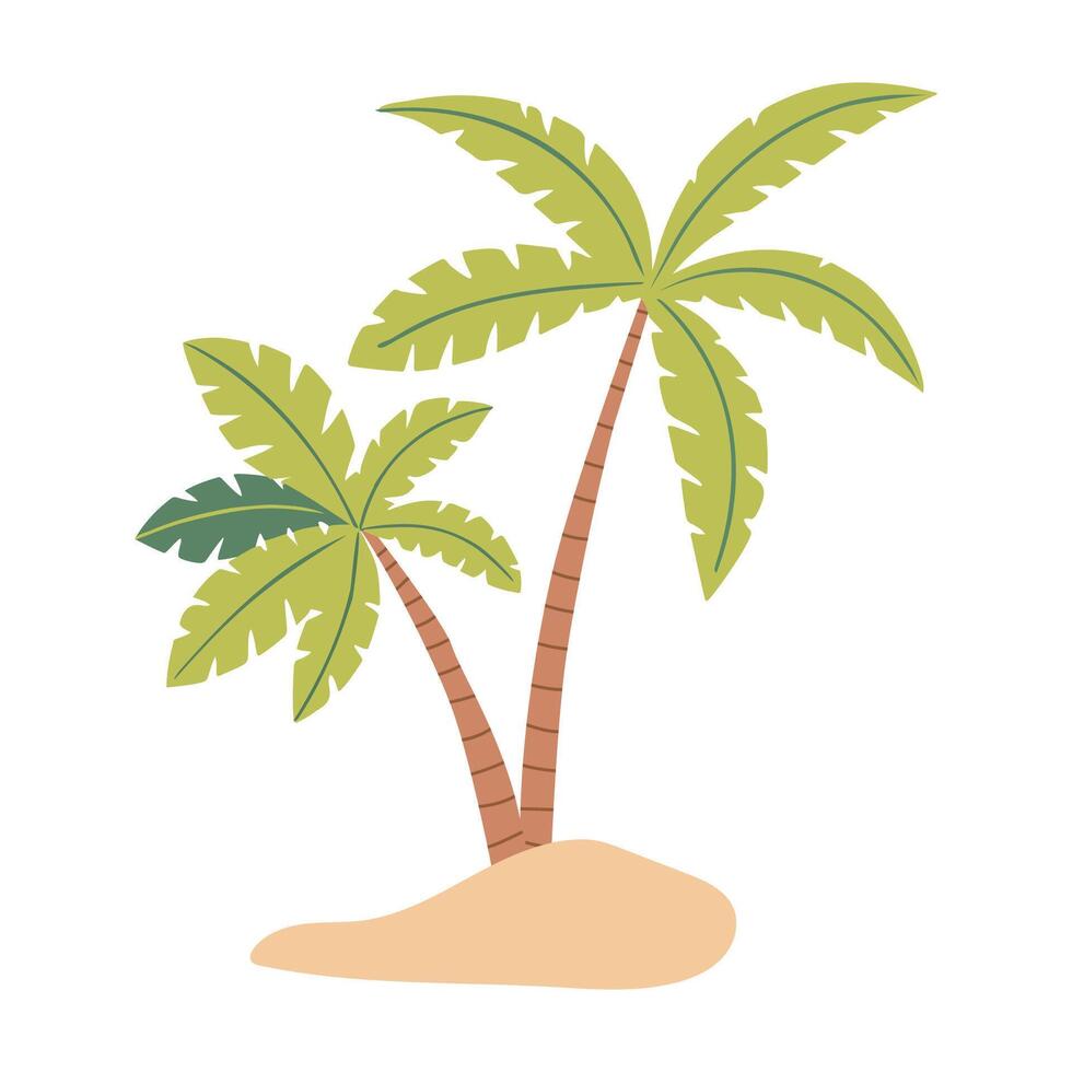 A cartoon illustration of a palm tree with a white background. Summer vector