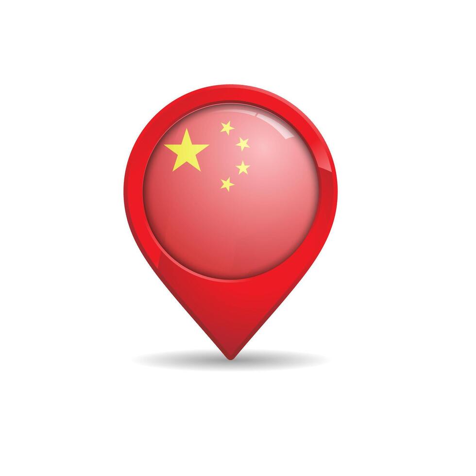 Realistic China flag with map pin illustration vector