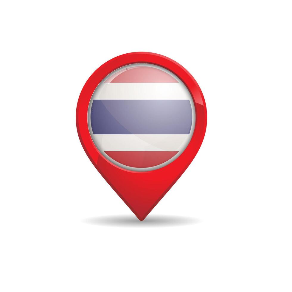 Realistic thailand flag with map pin illustration vector