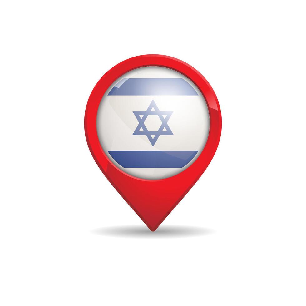 Realistic Israel flag with map pin illustration vector
