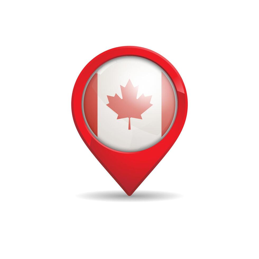 Realistic Canada flag with map pin illustration vector