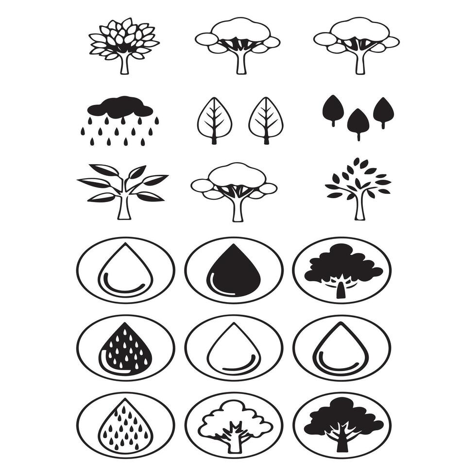 Tree icons set vector