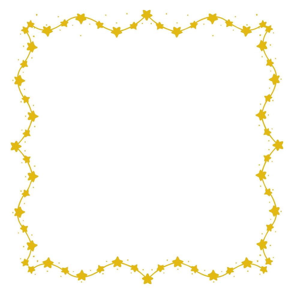 Shining Gold Star Border Frame with Curving Lines vector