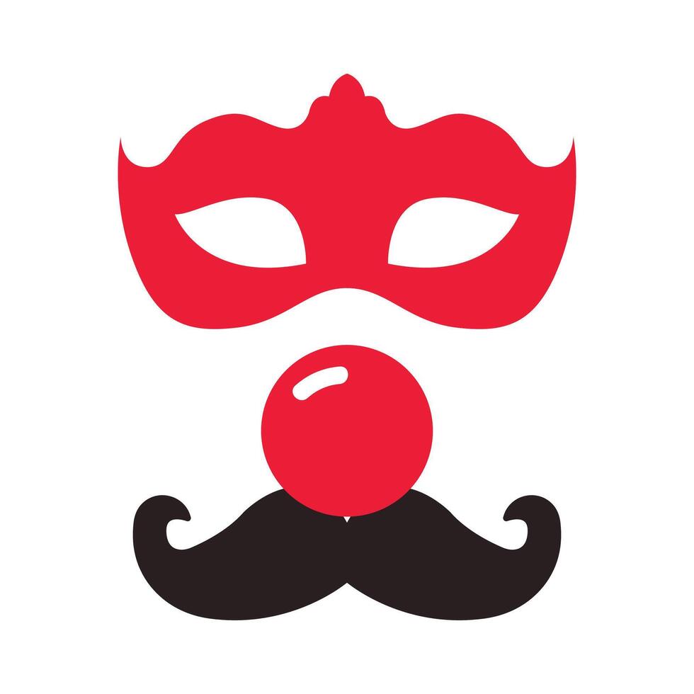 Red Mask with Nose and Mustache for Party Disguise vector