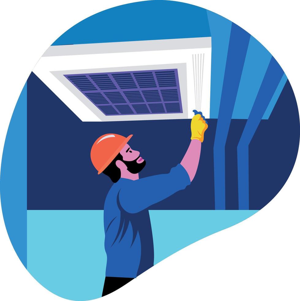 A duct cleaning character illustration in flat style vector