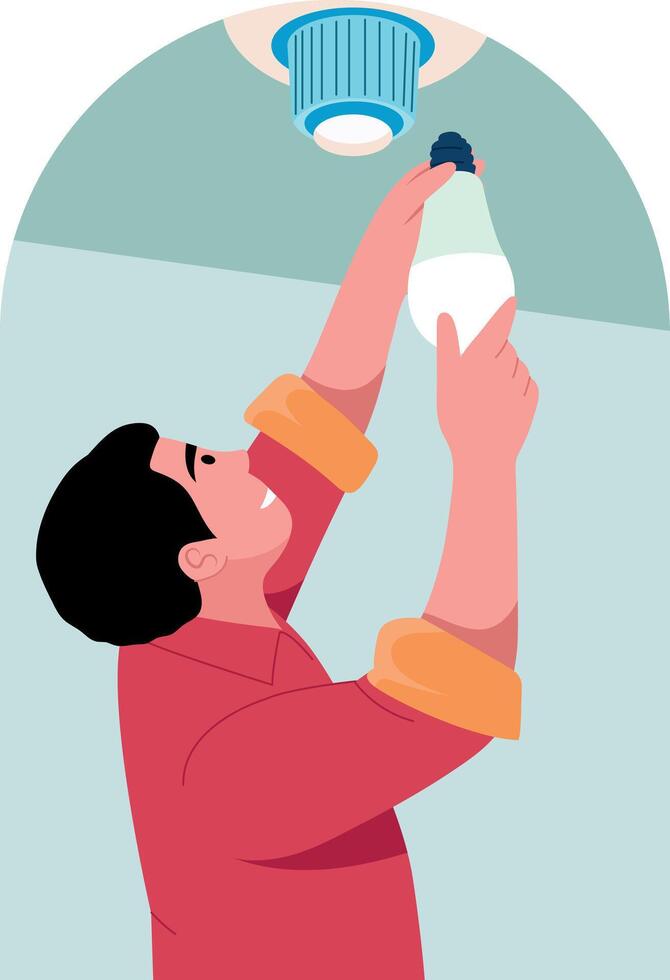 A character fixing light illustration in flat style vector