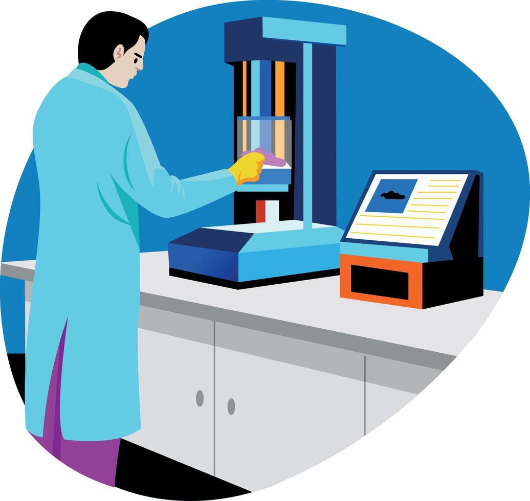 Material testing engineer illustration in flat style vector