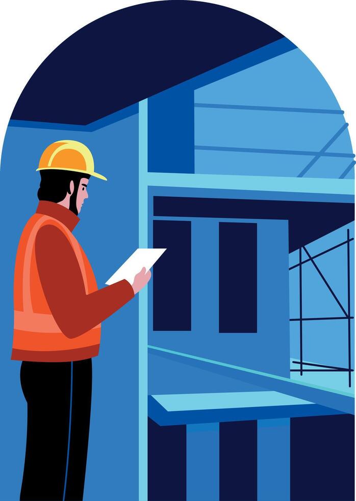 A flat style illustration of a construction manager vector