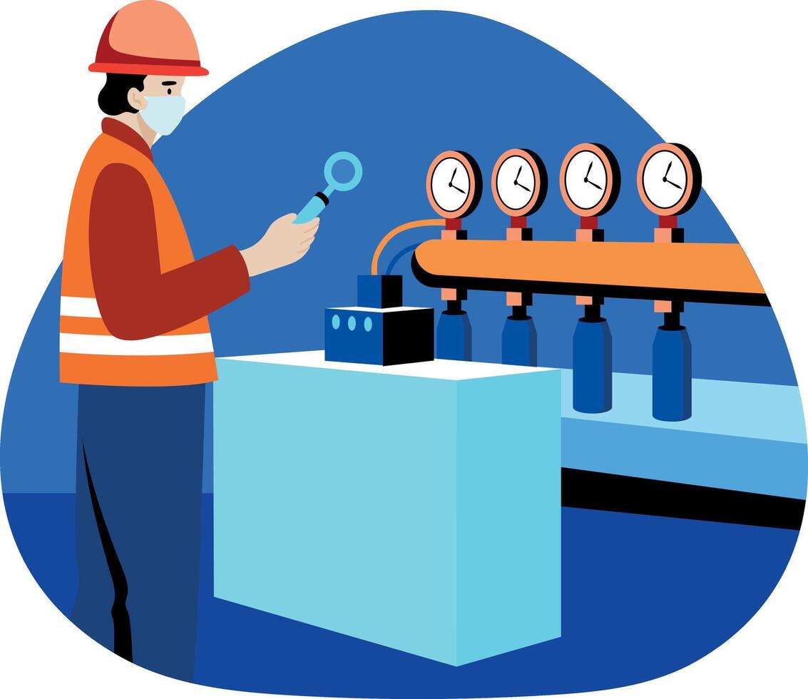 A civil engineer doing pipeline inspection, flat illustration vector